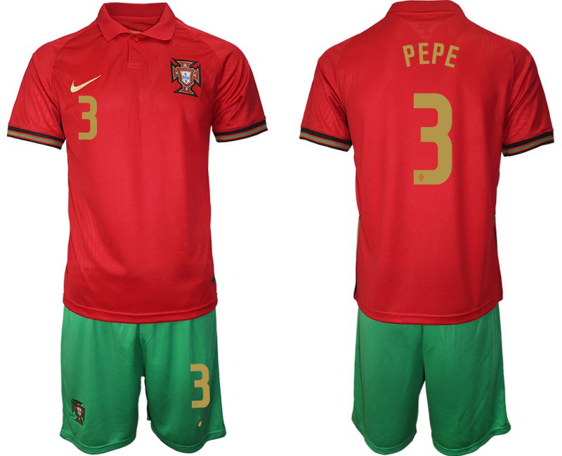 Men 2020-2021 European Cup Portugal home red #3 Nike Soccer Jersey